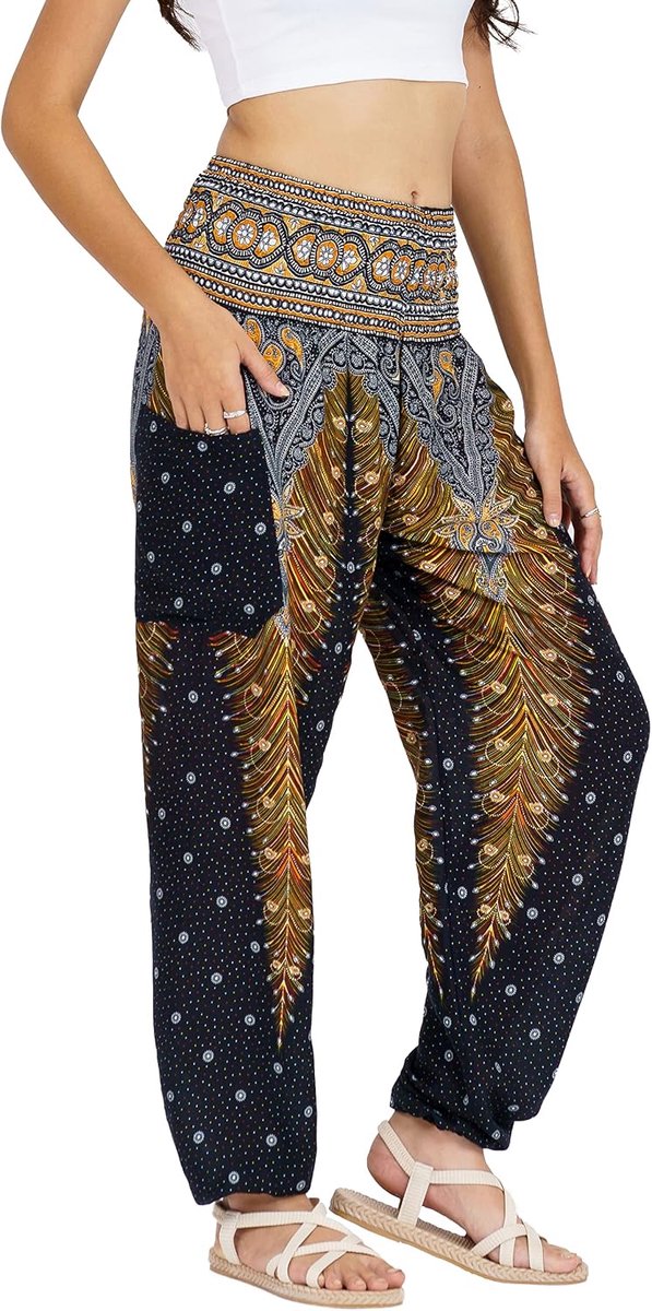 Harem Yogabroek voor dames S-4XL Hippie Boho PJs Lounge Beach Print Plus