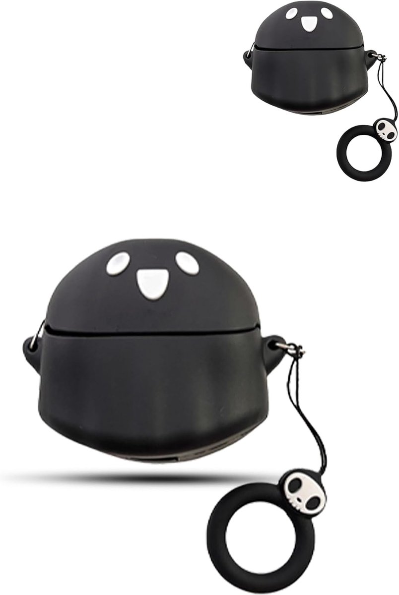 Hoofdtelefoon, hoes voor Google Pixel Buds Pro, zachte siliconen beschermhoes, huidvriendelijk, spookvormig etui met koord, volledige bescherming, zwart