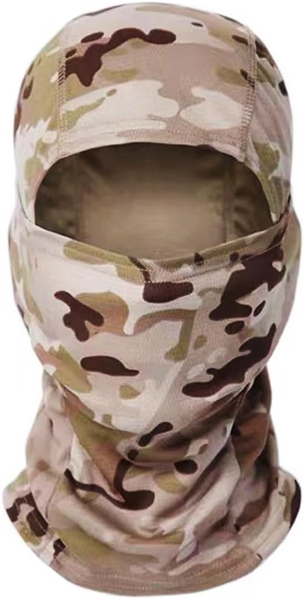 Bivakmuts, veelzijdig, ademend, volledig masker, winddicht, balaclava's, bivakmuts, skimasker, uv-bescherming voor hardlopen buiten, motorfiets, fietsen, sport, Camouflage Geel, L