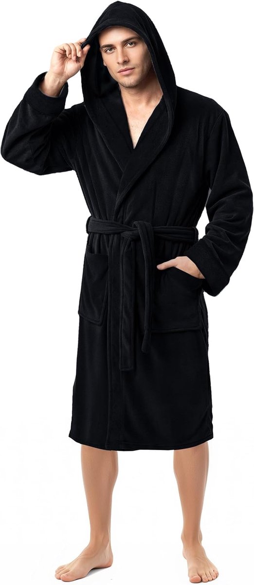 Threads Ny Threads Hooded Bathrobe heren Fleece badjas met capuchon