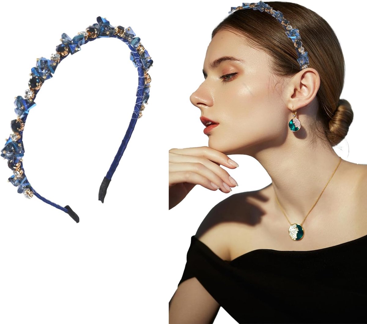 Haarband, dirndl-haaraccessoires voor dames, hoofdband, Oktoberfest, sieraden, elegante dirndl, haarband, accessoires, glitter, haarbanden voor dames, klederdracht, haaraccessoires, blauw
