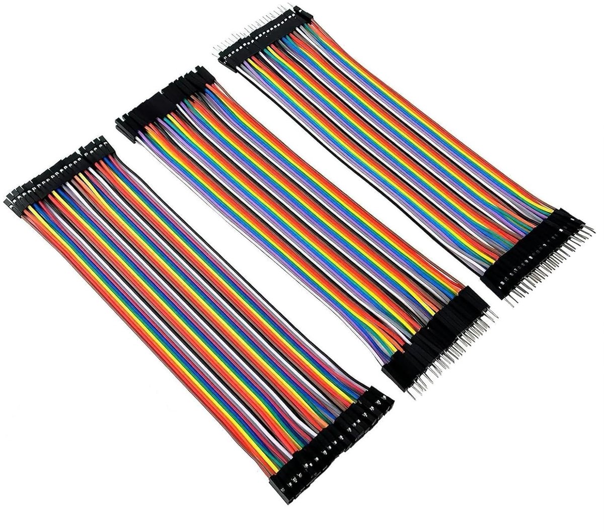 3 stuks Jumper-draad 40x 20 cm voor Arduino, Jumper-kabel 28AWG M2M/ F2M / F2F Mannelijk-vrouwelijk draadbruggen