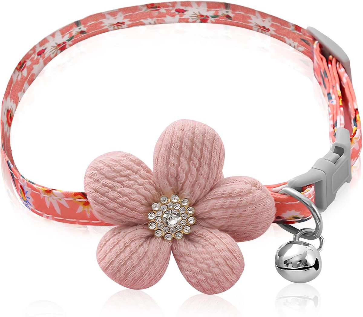 Hondenhalsbanden voor Vrouwelijke Honden,Roze Hondenhalsband Bloemenhalsband, In Lengte Verstelbare voor Puppy's met Bel,Meisjeshalsbanden voor Kleine Middelgrote Honden(Roze,Hals 7.9-11.8")