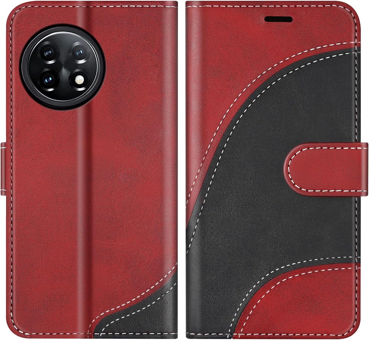 Hoesje voor OnePlus 11 5G, PU Lederen Bookcase Portemonnee Beschermhoes Telefoonhoesjes, Flip Case Beschermhoesje voor OnePlus 11 5G, Rood