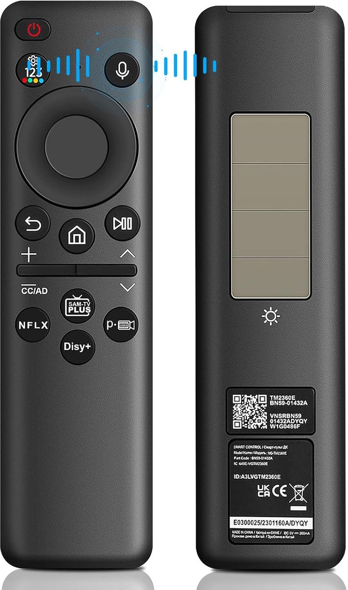 Afstandsbediening voor Samsung, BN59-01432A Solar Charging spraakafstandsbediening voor Samsung Smart TV