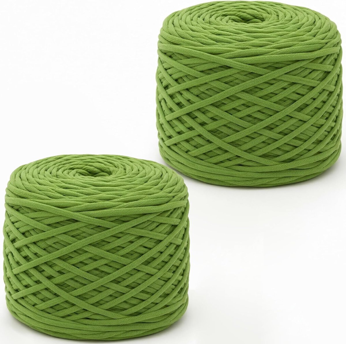 Set van 2 x 285 g, gehaakte garen, grof garen voor handbreien, stoffen strook, wollen garen voor tassen, manden, dekens en doe-het-zelf woondecoratie, 285 g per rol dikke wol (Avocado-groen)