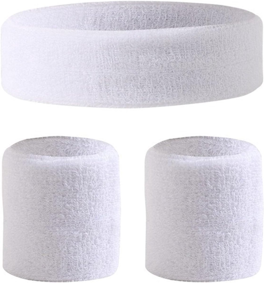 3-delige sporthoofdband en polsset, absorberende polsriem, zweetbestendige hoofdband, geschikt voor mannen en vrouwen, tennis, basketbal, hardlopen, fitnessstudio, sportarmbanden