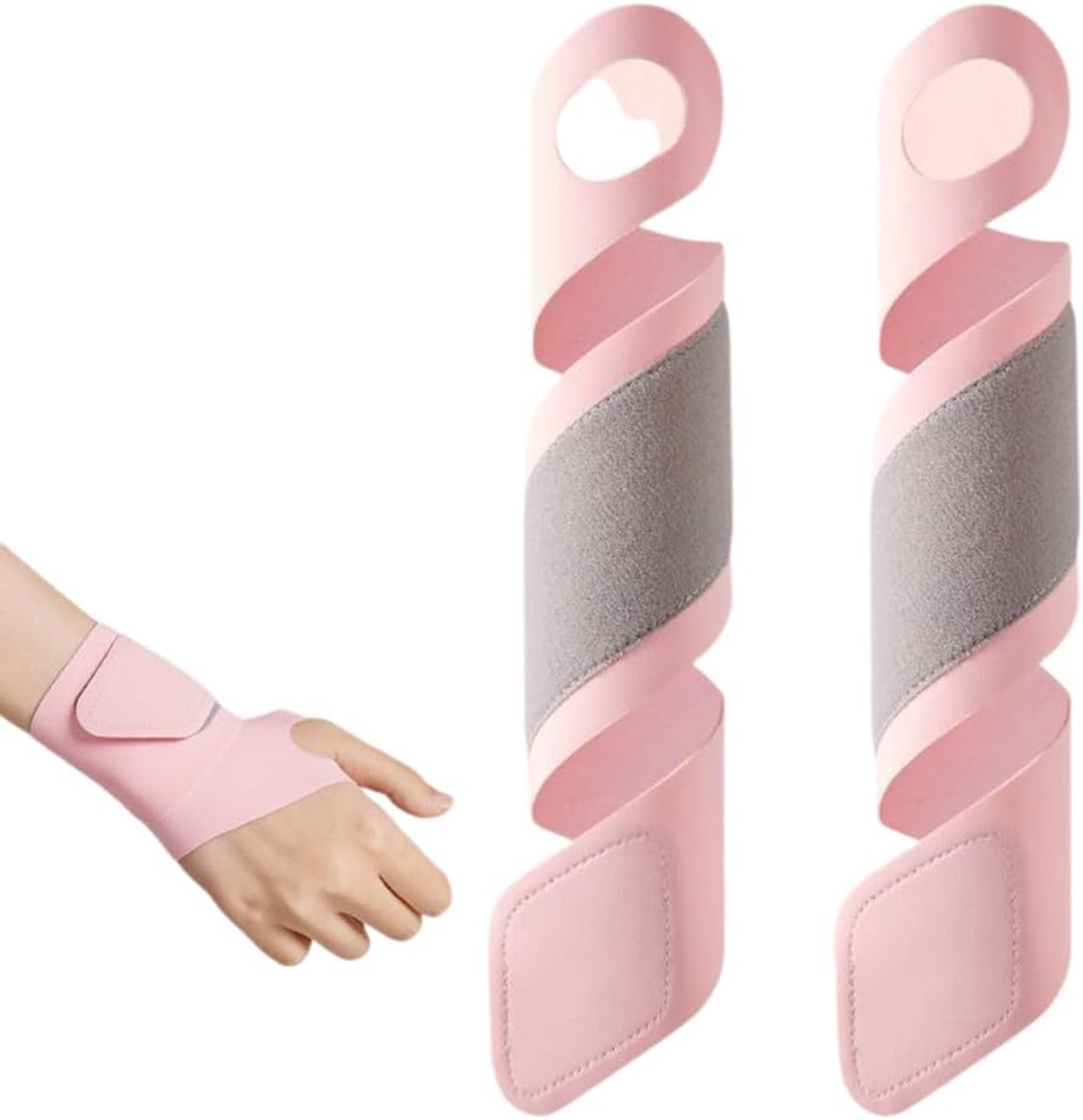 2 stuks polsbandages, dunne polssteun voor rechts en links, licht en ademend, compressiebandages voor sport, kantoor, fitness, gym en badminton, roze