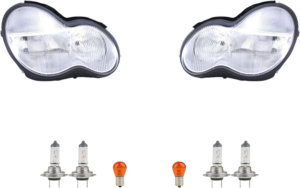 Koplamp links en rechts set + lampen geschikt voor Mercedes W203 C-Klasse