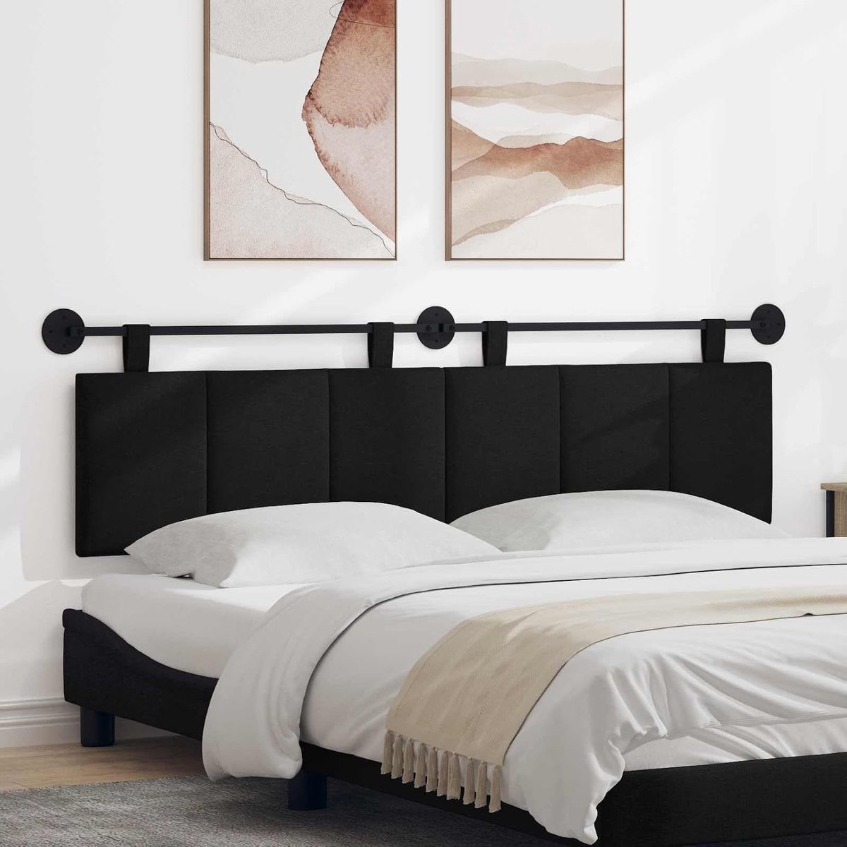 Zwart, stoffen bekleding, 170x55x5 cm