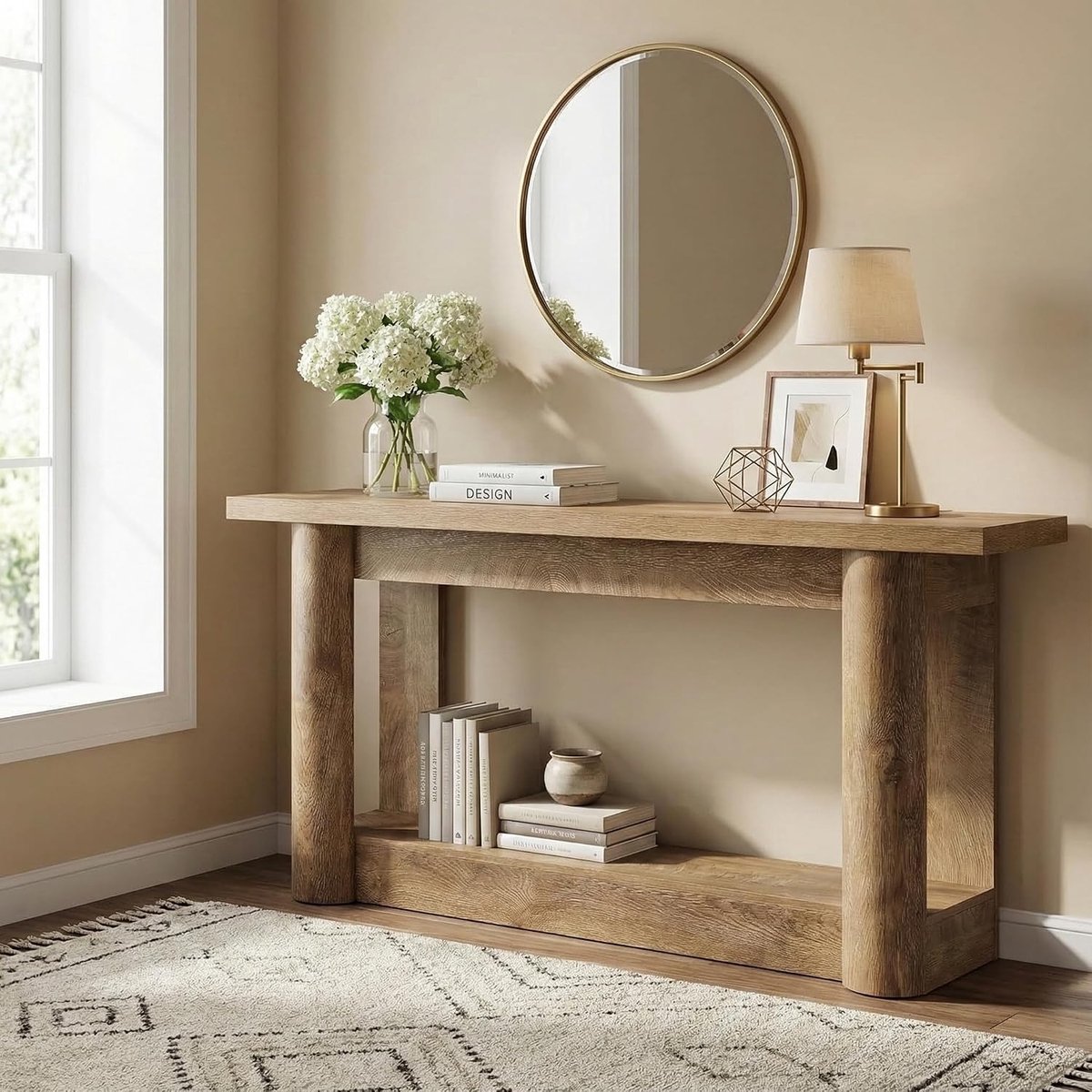 Consoletafel, rechthoekige banktafel, entreetafel met planken, rustieke houten salontafel, haltafel voor woonkamer, smalle entreetafel, 160 x 20 x 88 cm, bruin