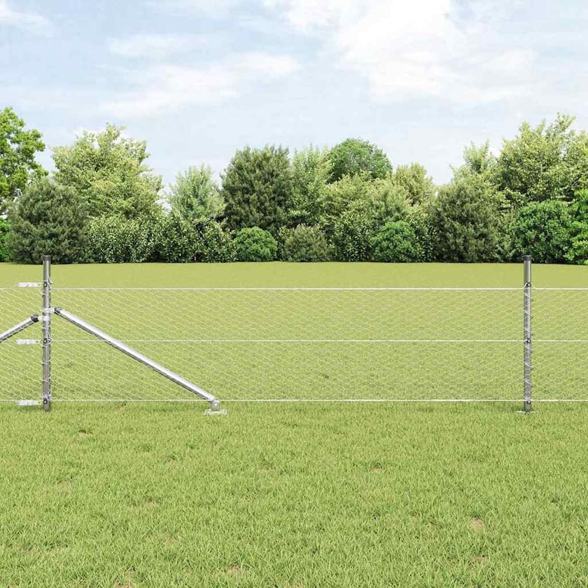 Palen met spikes, 13 stuks, diameter 32 mm, 100 cm, verzinkt staal, stabiele stalen palen voor tuinhekken, landbouw, wilgennetten, kippengaas, 3353373