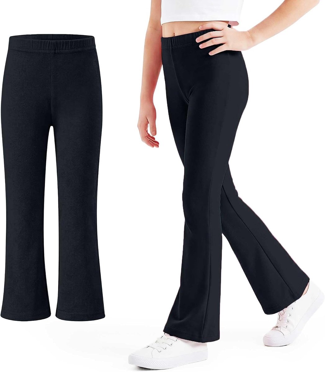meisjeslegging Elastische ademende broek met wijde pijpen Kinderen Katoen Flared sportlegging Wijde pijpen Basic bootcut broek Lange effen kleur Dans yogabroek Sportkleding voor 7-16 jaar