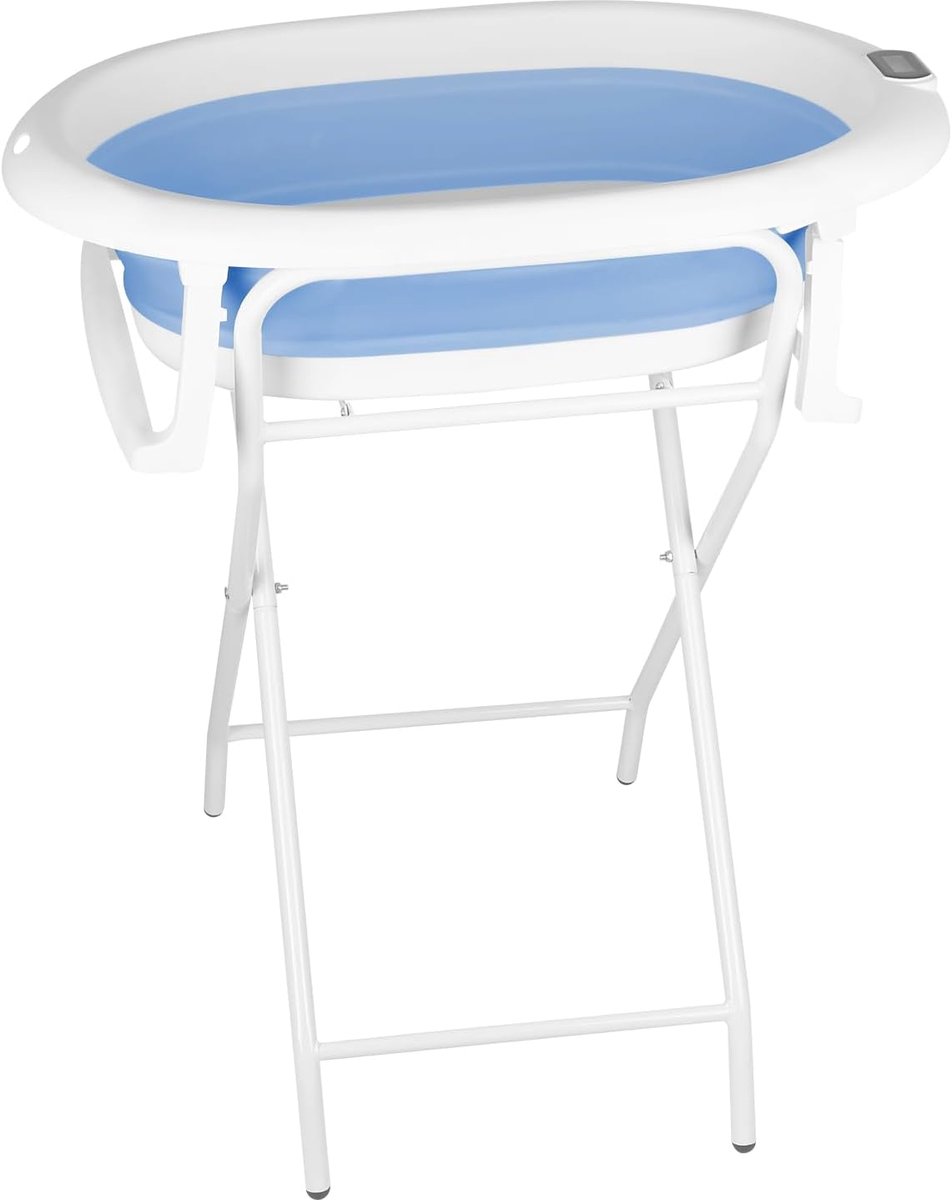 Babybad met standaard, ergonomisch babybad met standaard, compacte sluiting, organizer voor ouders, maximaal 10 kg, (stijl 1) 85 x 47 x 85 cm, blauw
