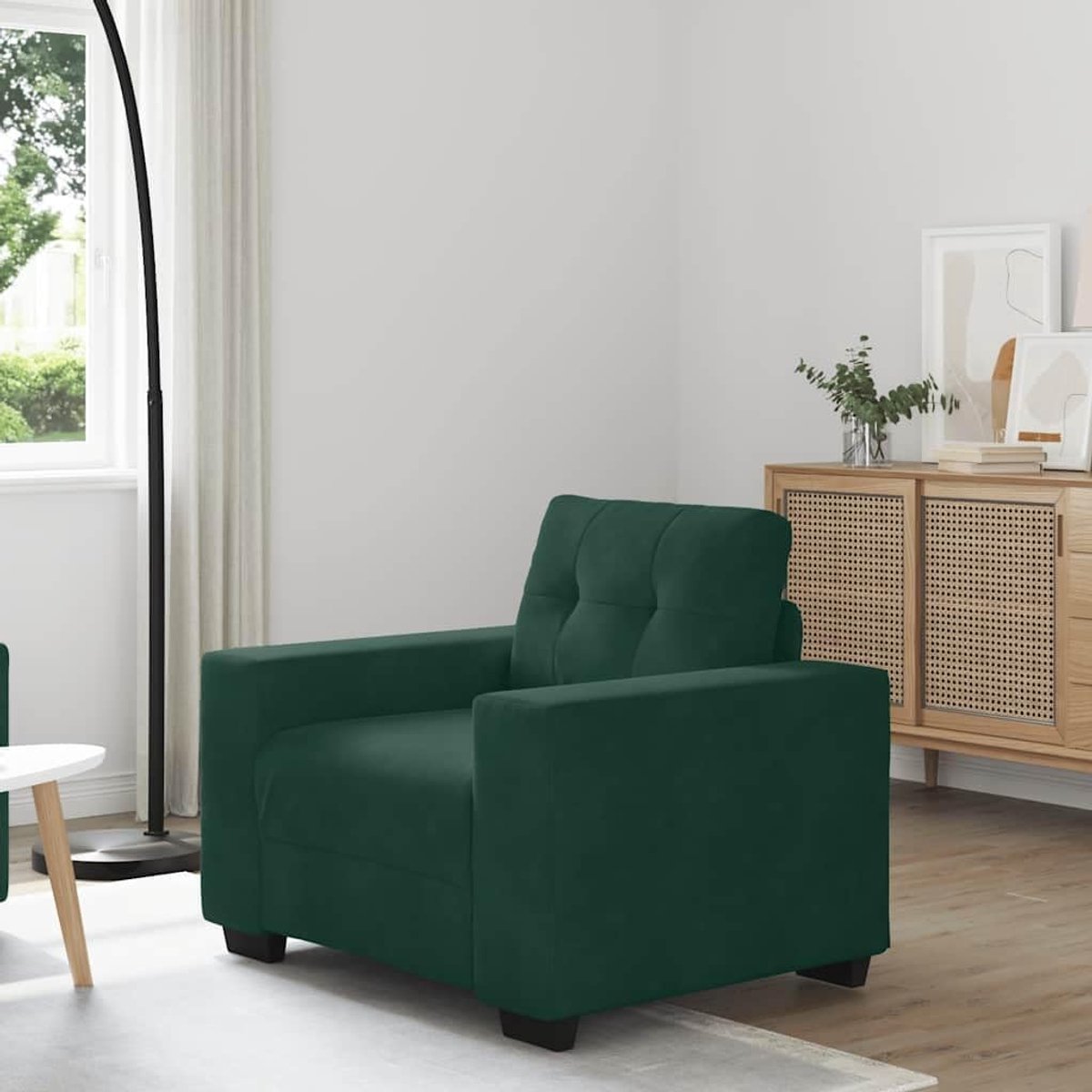 Donkergroen, 60 cm, fluwelen bankstoel, relaxbank met gevoerde schuimrubberen stoelen en robuust frame, voor woonkamer, slaapkamer