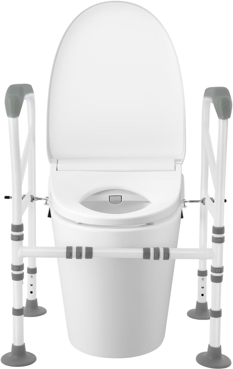 Toilet, in hoogte verstelbaar, toiletbrilverhoging met armleuningen, robuust, opstahulp, zonder boren, voor senioren, voor ouderen, handicap voor gehandicapten, 100 kg