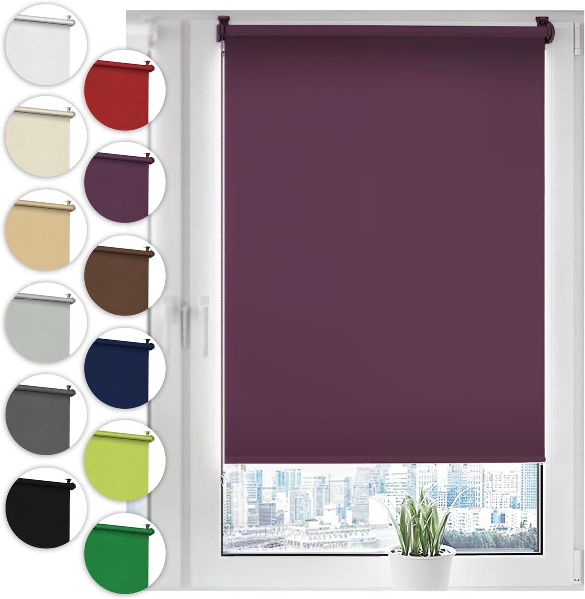 Verduisterend Rolgordijn Zonder Boren 115 x 210 cm Paars