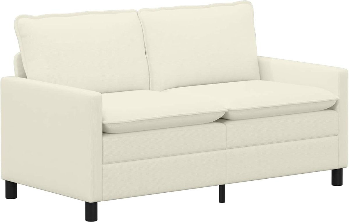 Sofa van corduroy, crèmekleurig, 156 x 81 x 87,5 cm met metalen
