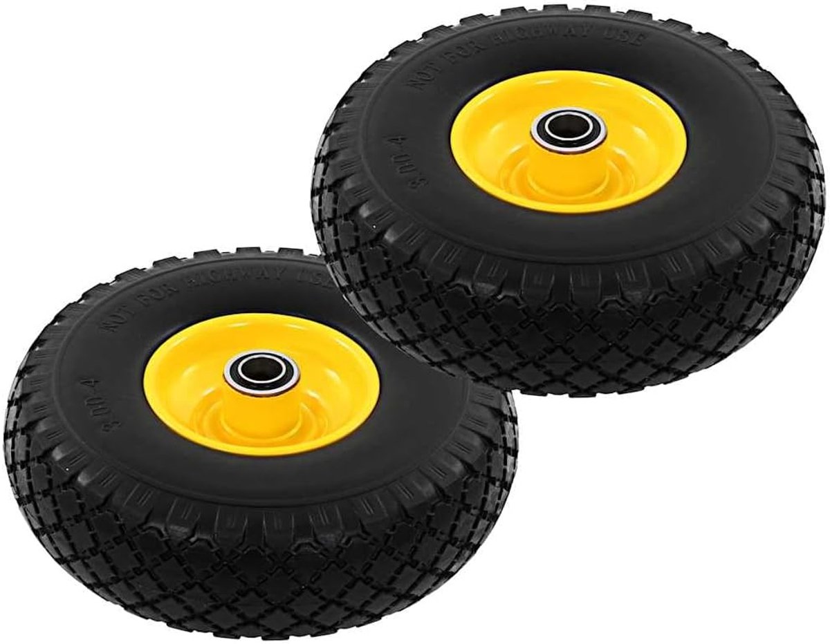 Steekwagenwielen 2 stuks PU-banden 3.00-4 260x85mm wiel zwart geel