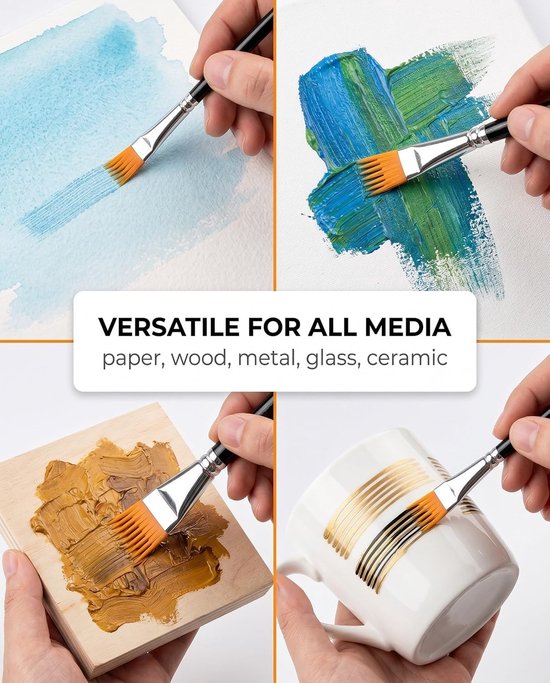 Set met 4 kampenselen voor professionele textuur voor acryl-, olie- en aquarelschilderen voor gras- en vateffecten, mooie kunst met zeef om te schilderen — afbeelding 5