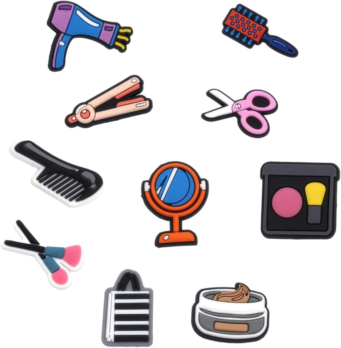 Charms Decoratie Vrouw, 10Pcs Make-up Schoen Charm Set Schoen Decoraties, Leuke girly Cosmetische Charms, Eén maat, ABS, Geen edelsteen