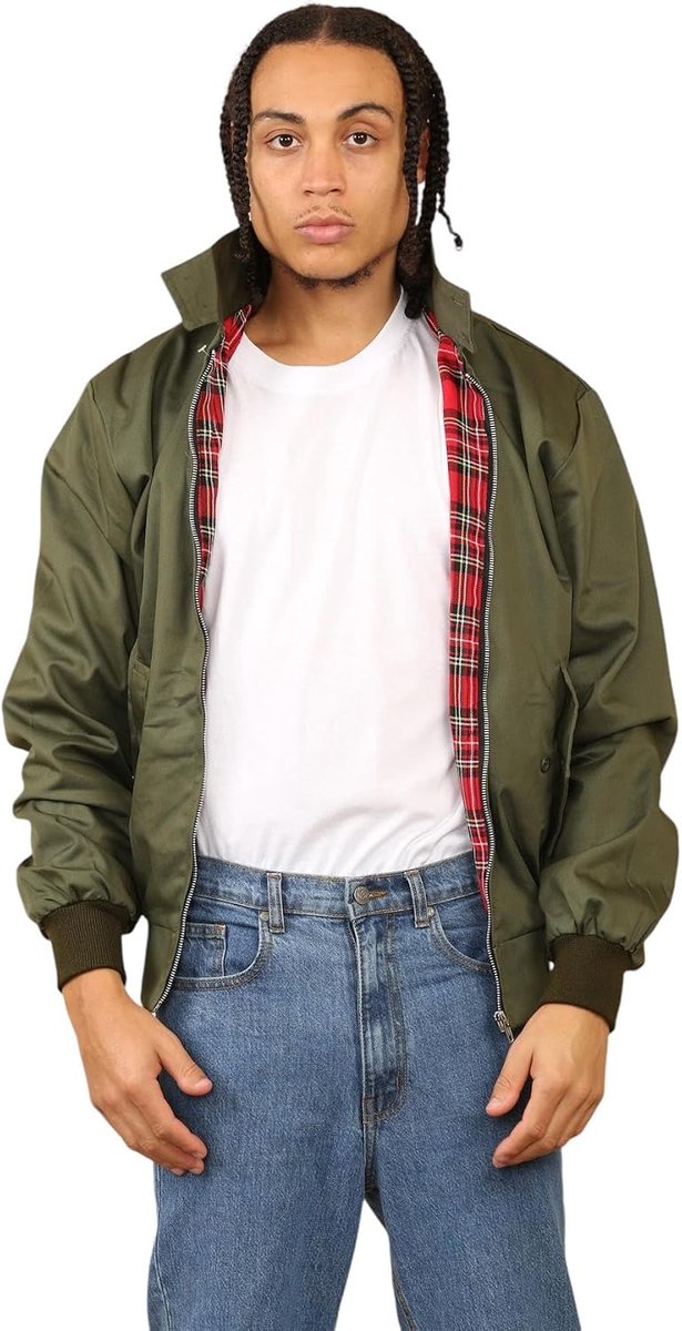 Heren Lange Mouw Klassieke Retro Vintage Bomber Winter Jas Harrington Jacket