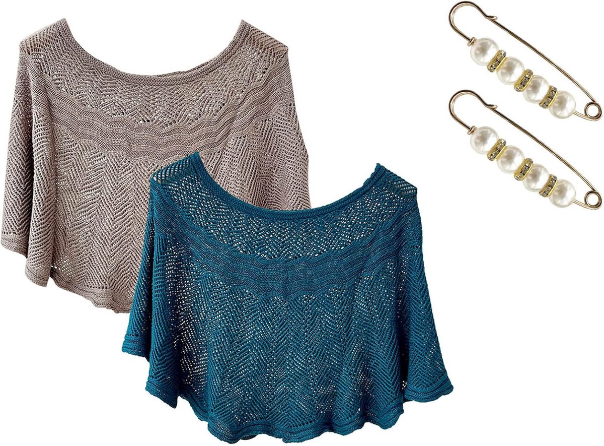 2 stuks voor dames, casual, open, gebreid, kant, zomer, licht, solide, uitgesneden, gebreid, duurzaam, zon, sjaal, enveloppen