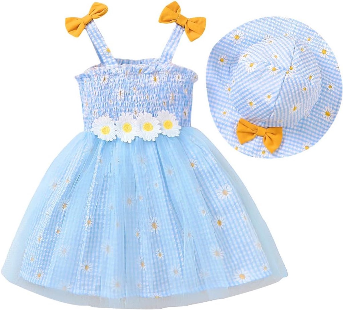 Zomerkleding voor peuters en baby's zomerjurk mouwloze bloemenprint met schattige hoed jurken voor peuters