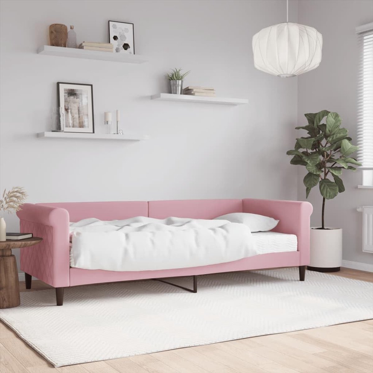 2 in 1 slaapbank roze 80x200 cm