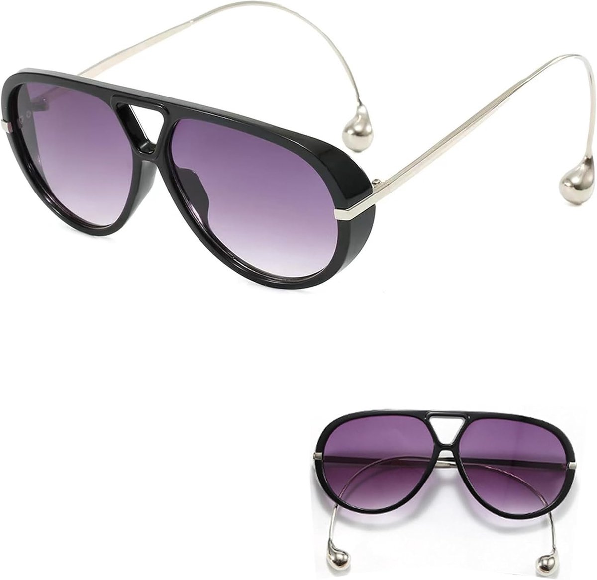 Dameszonnebril met oorbellen, UV400-bescherming, trendy modieuze grote zonnebril voor dames voor reizen en outdooractiviteiten, feestaccessoires