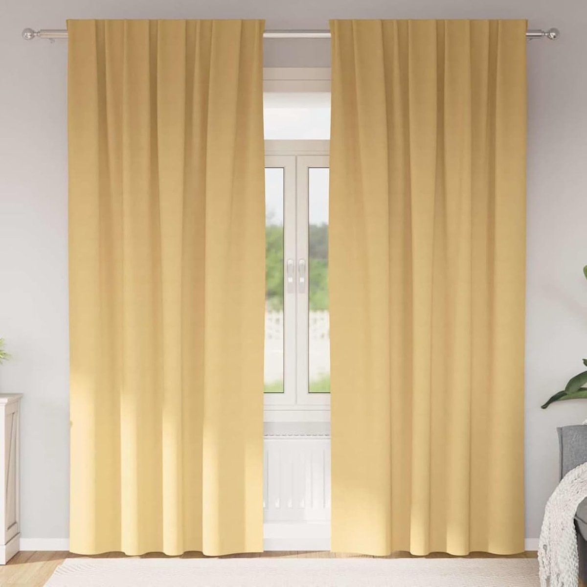 Gordijnen met gordijnen, 2 stuks, beige, 225 x 140 cm, polyester, inkijkbescherming, zonwering voor ramen, deuren, slaapkamer, woonkamer