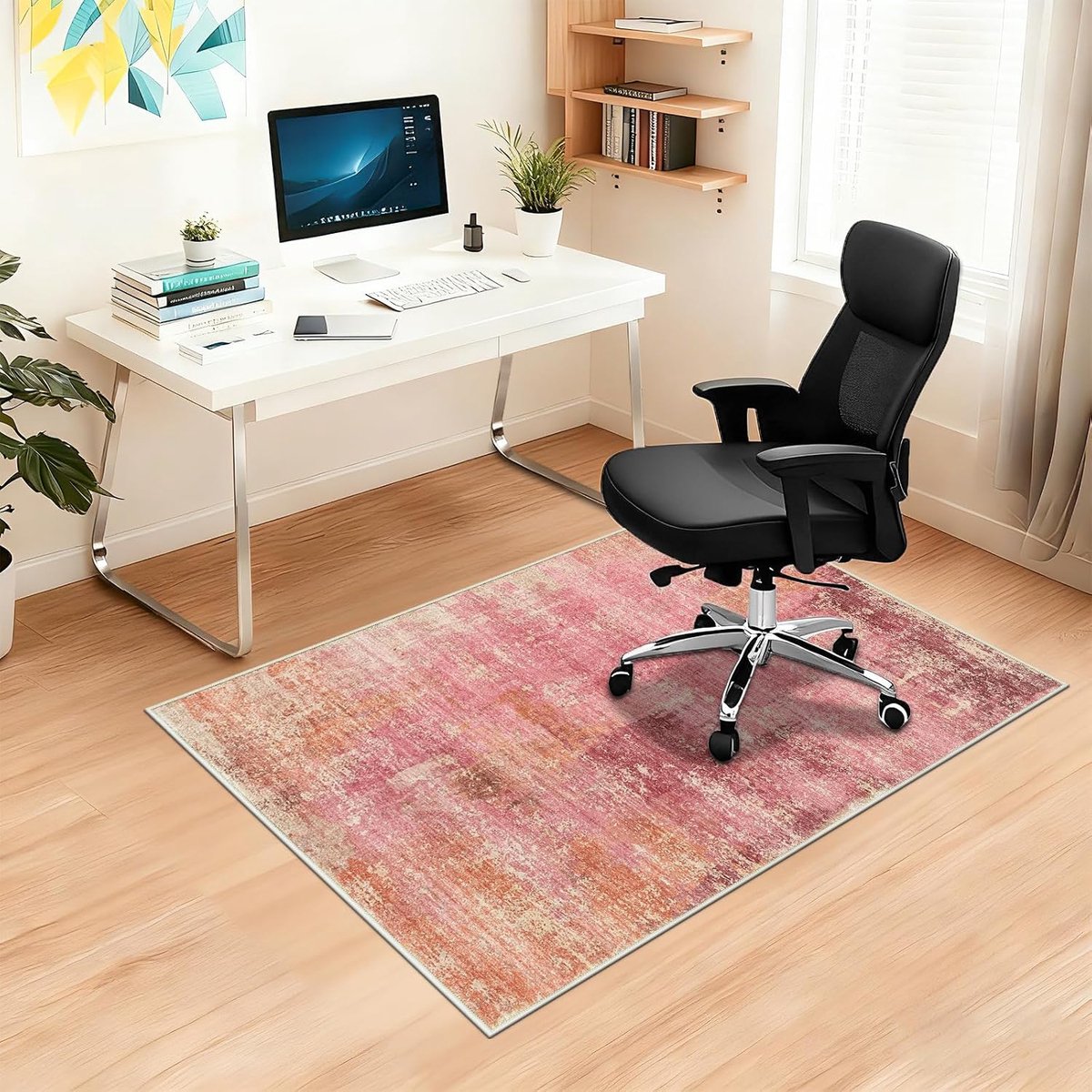 Bureaustoelmatten voor hardhouten vloer 90 x 120 cm antislip moderne abstracte thuis multifunctionele stoelmat laagpolige vloerbeschermers computerstoel tapijt voor tegel laminaat rolstoel