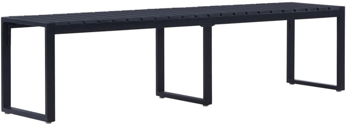 180 cm, PS-plaat, zwart, met ijzeren frame voor stabiliteit en duurzaamheid, outdoor zitbank voor tuin en terras, moderne zitgelegenheid om te ontspannen