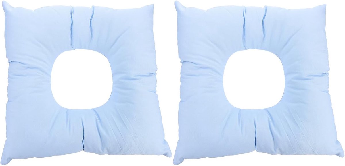 2 Stuks Zacht reiskussen massagekussen gezichtskussen slaapkussen massagesalon gezichtskussen hoofdsteun van het massagebed naar beneden gericht Blue