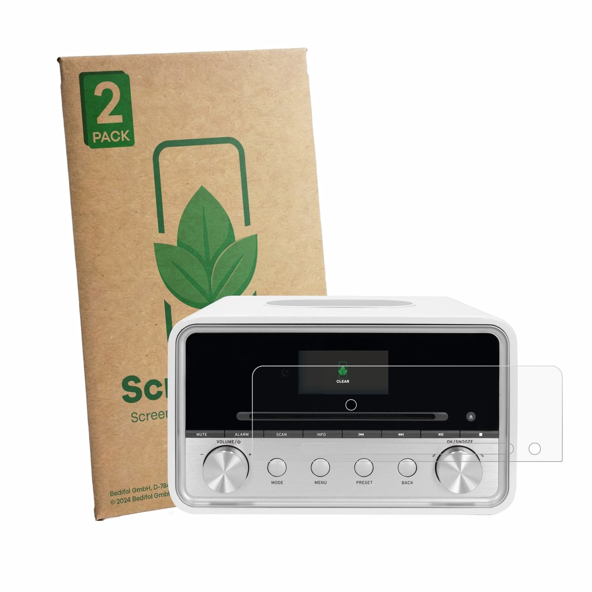 2 Stuks Screenprotector voor TechniSat Digitradio 586 - Hoogwaardige Beschermfolie transparant