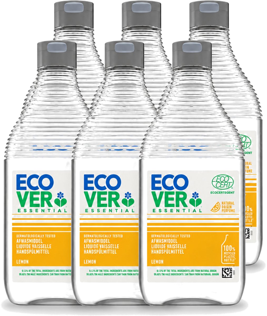 6 x Ecover - Afwasmiddel Essential - Citroen - 450 ml - Voordeelverpakking - 6 stuks