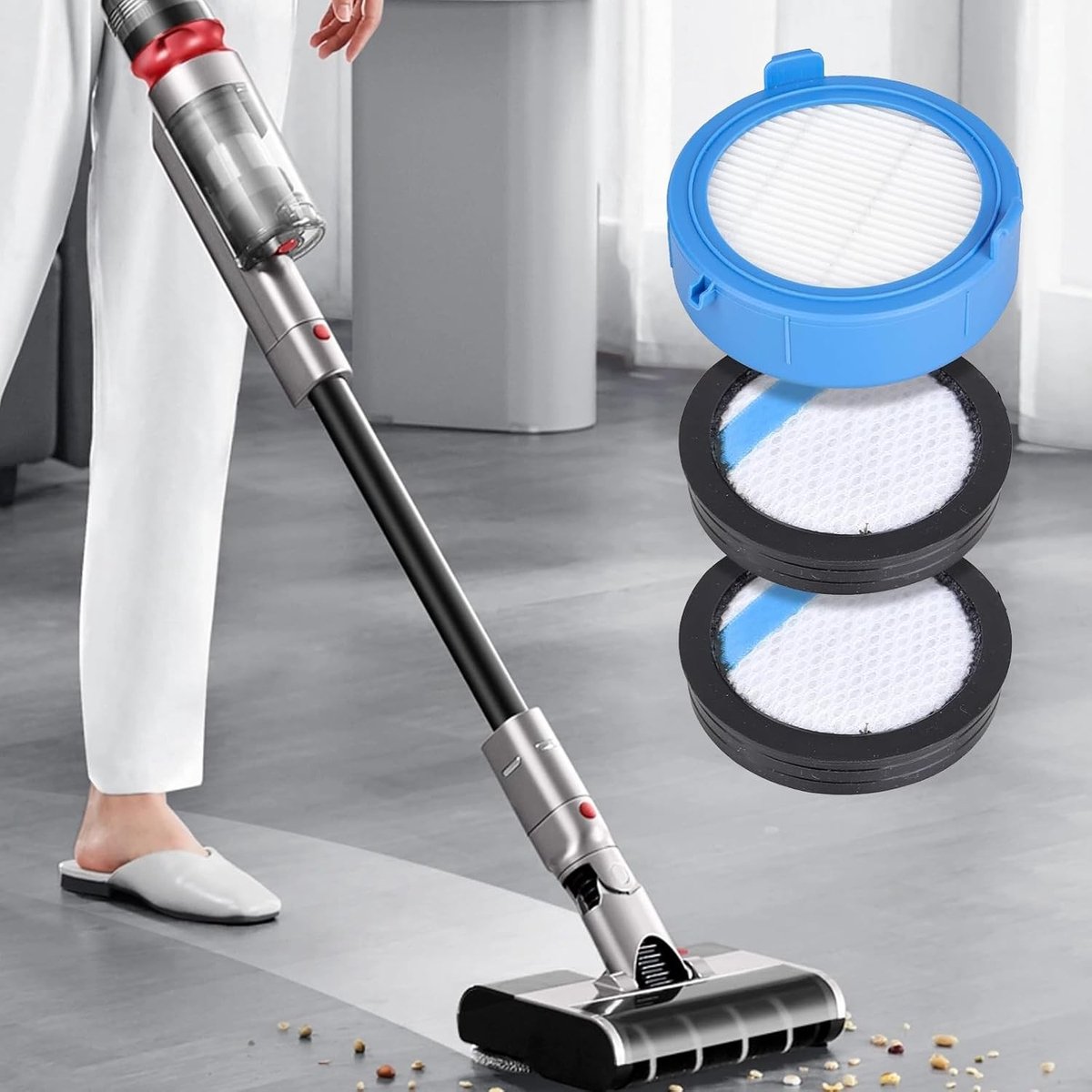 Filterset voor stofzuiger - vervangingsfilters, 2 voorfilters en 1 hygiënefilter voor optimale reiniging