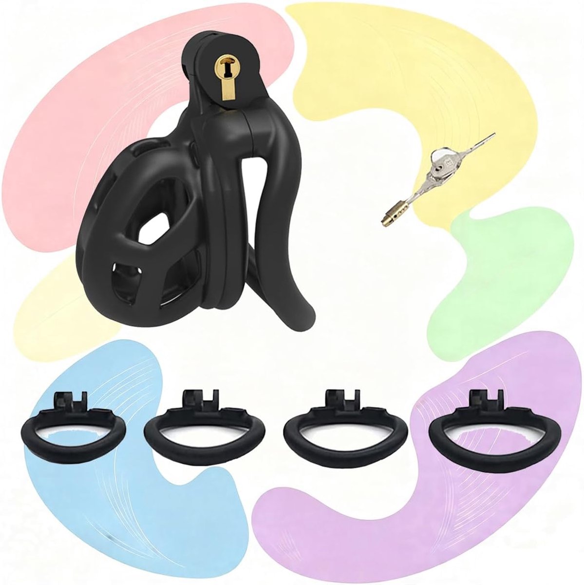 Kooi Klassiek Zwart Siliconen Buiten Fitness Beschermende Kooi Accessoire Met 4 Ringen Om Sterkte, Spier Uithoudingsvermogen En Hardheid Te Verbeteren, Paar Geschenk - D10