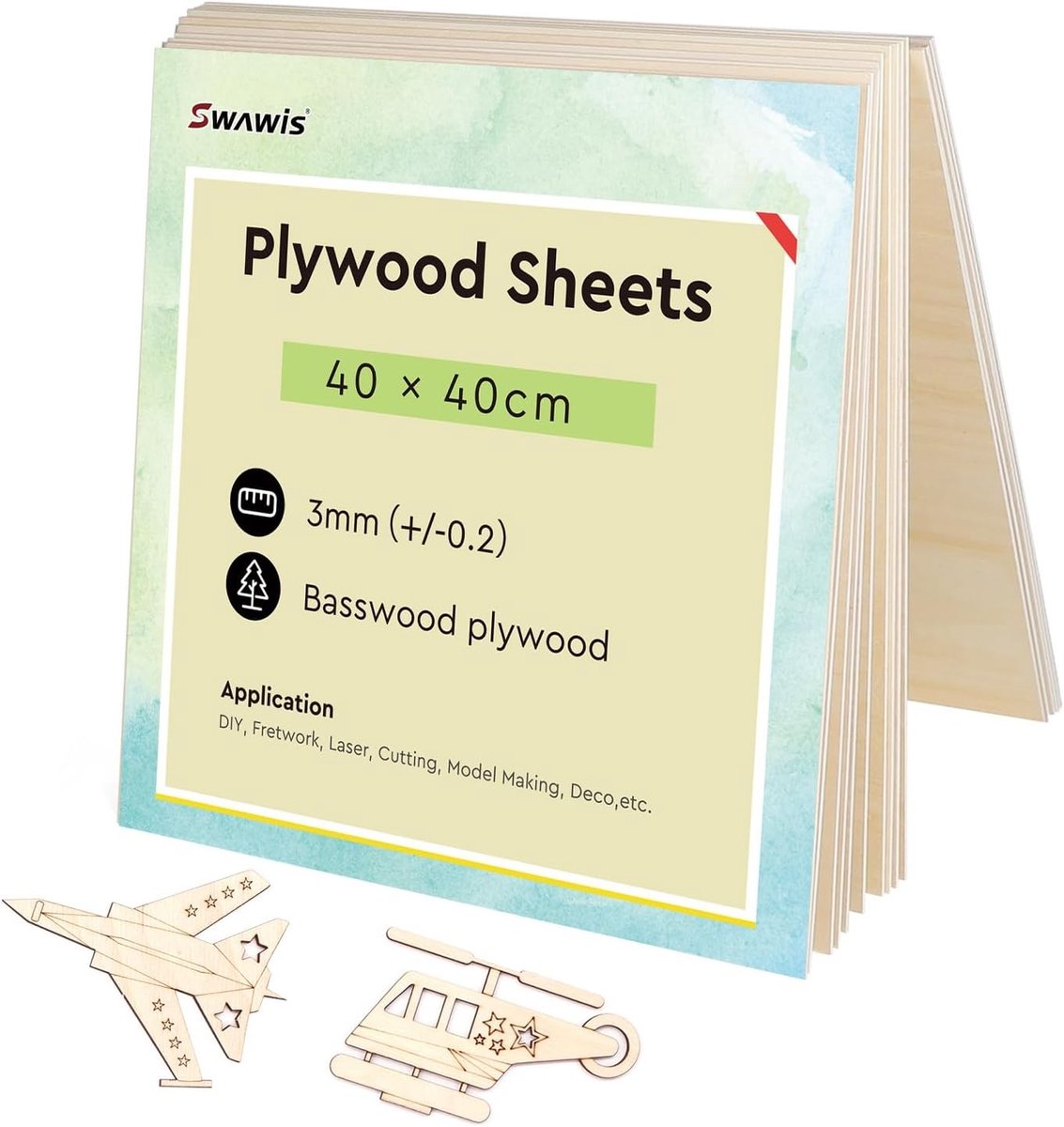 Set van 15 Plywood Panelen 3 mm, Vierkante Houten Platen 400 x 400 mm voor DIY Projecten, Ideaal voor Houtsnijwerk en Creatieve Klussen