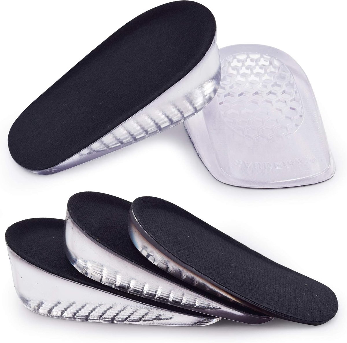 1 paar gel hoogte verhogen hiel inlegzolen, onzichtbare schoen liften inserts, kussen elastische schokabsorptie hiel pads, verhoging hoogte 1 cm 2 cm 3 cm voor mannen en vrouwen, Zwart,