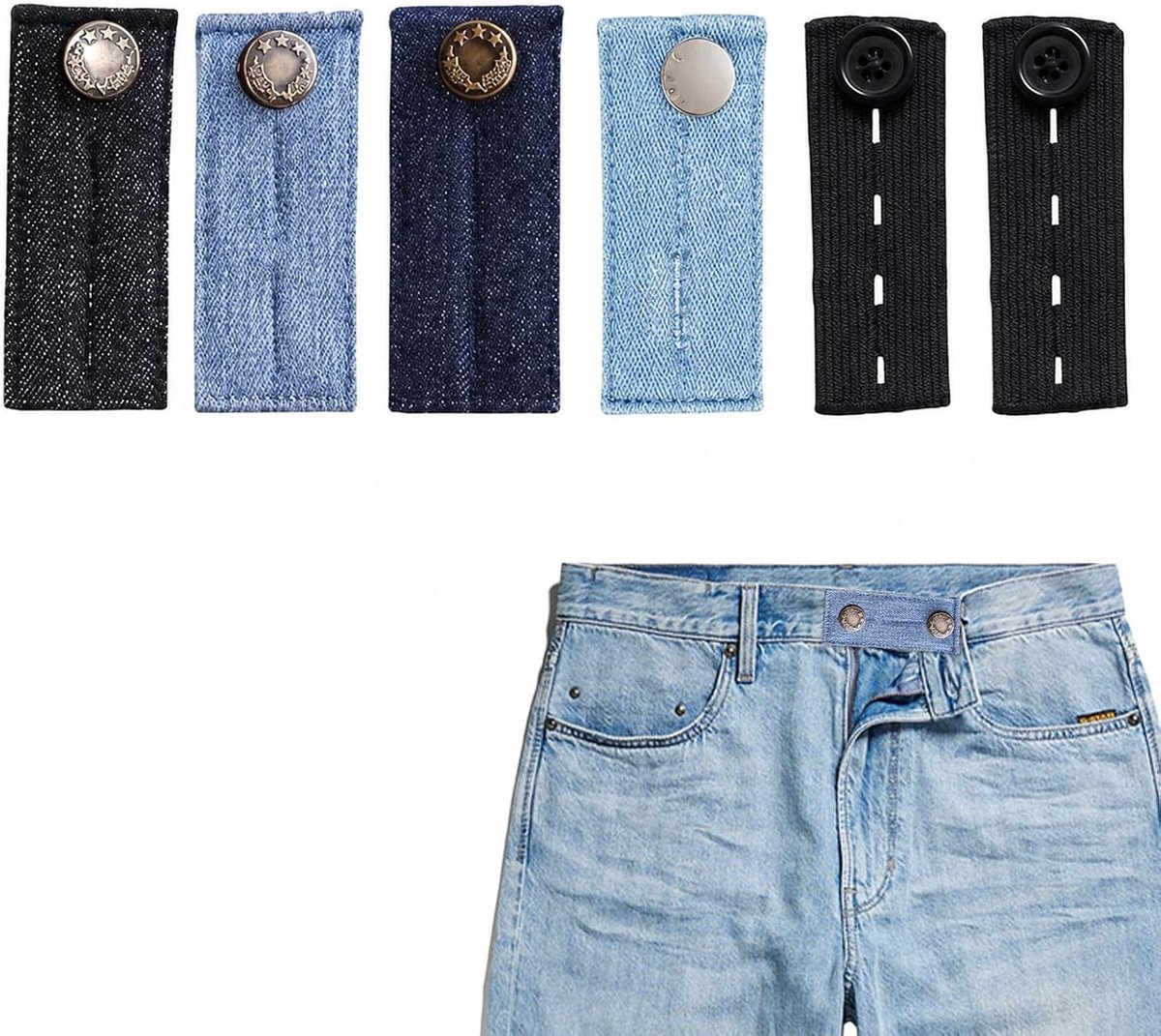 6-delige tailleverstelclips set elastische tailleverstellers zonder naaien voor jeans, broeken en rokken verstelbare broek taille knopen unisex gebruik