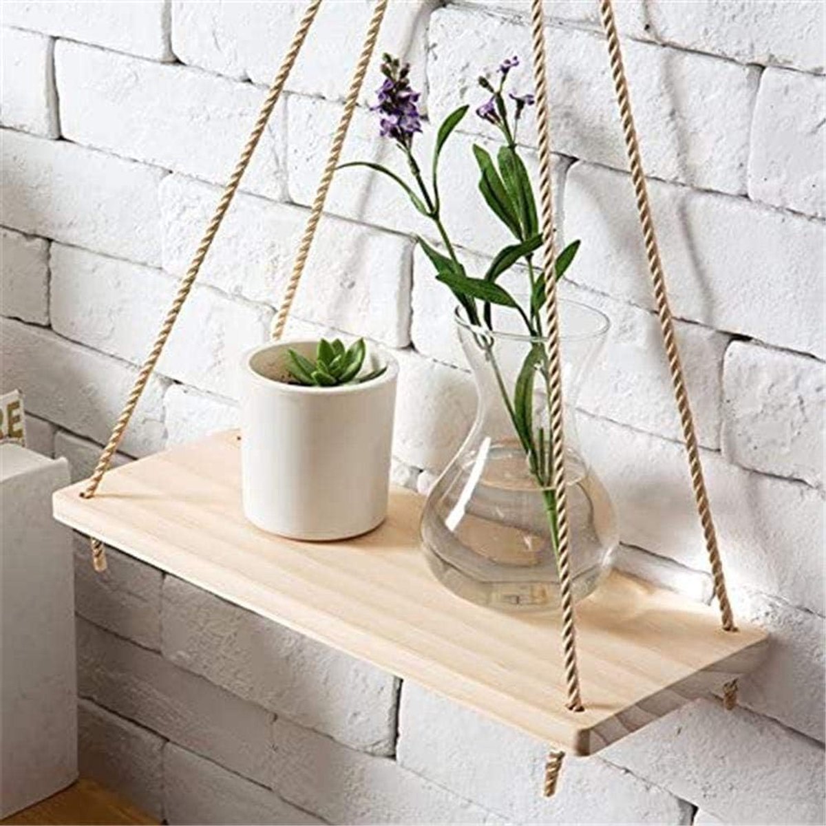 schommel opknoping touw muur gemonteerde drijvende planken plant bloem pot indoor outdoor decoratie 35 * 14 * 0,85 cm (Color : 6.96)