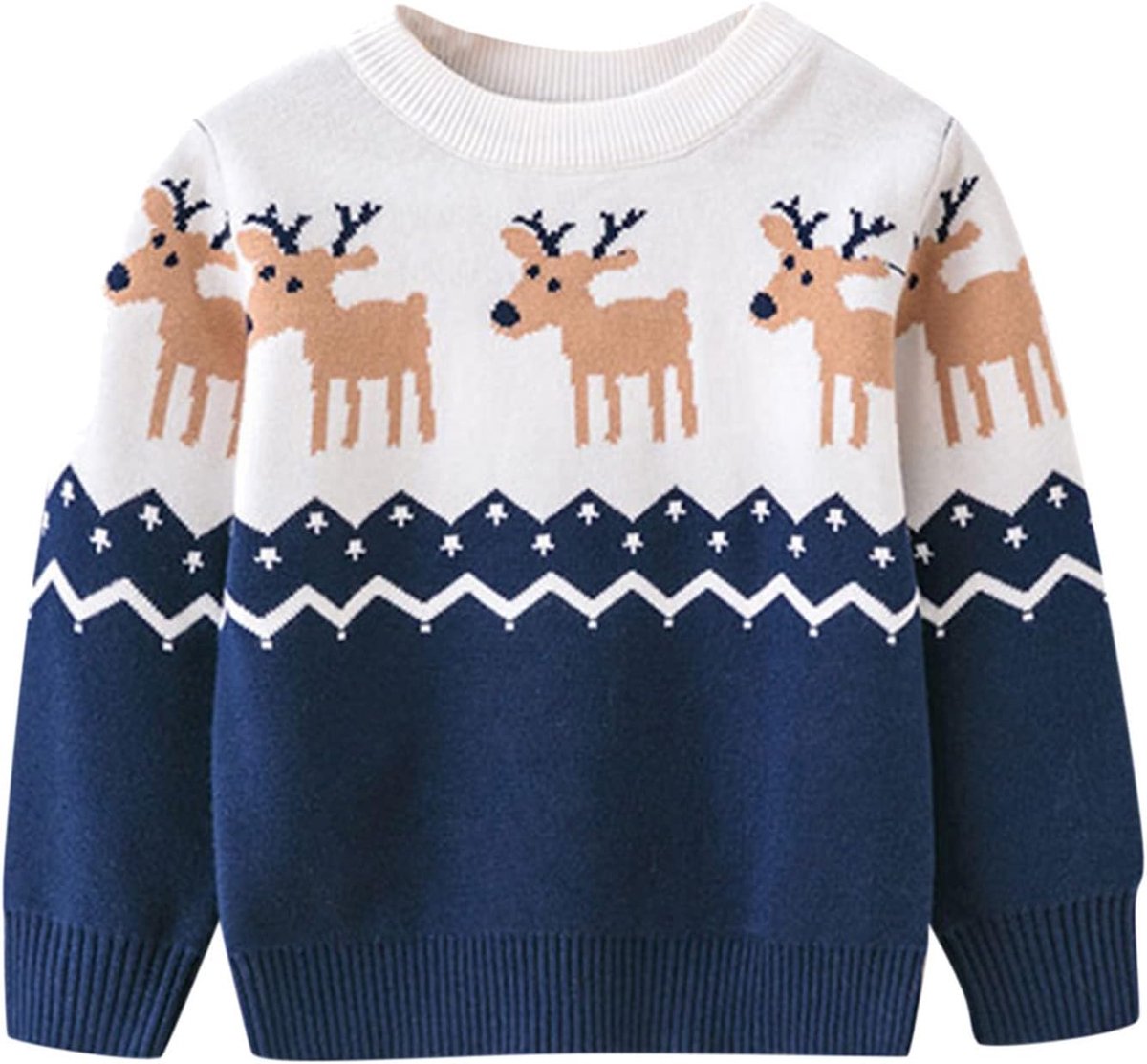 Kersttrui met hertenprint, lange mouwen, warme outfit voor winteruitstapjes en schoolfeesten