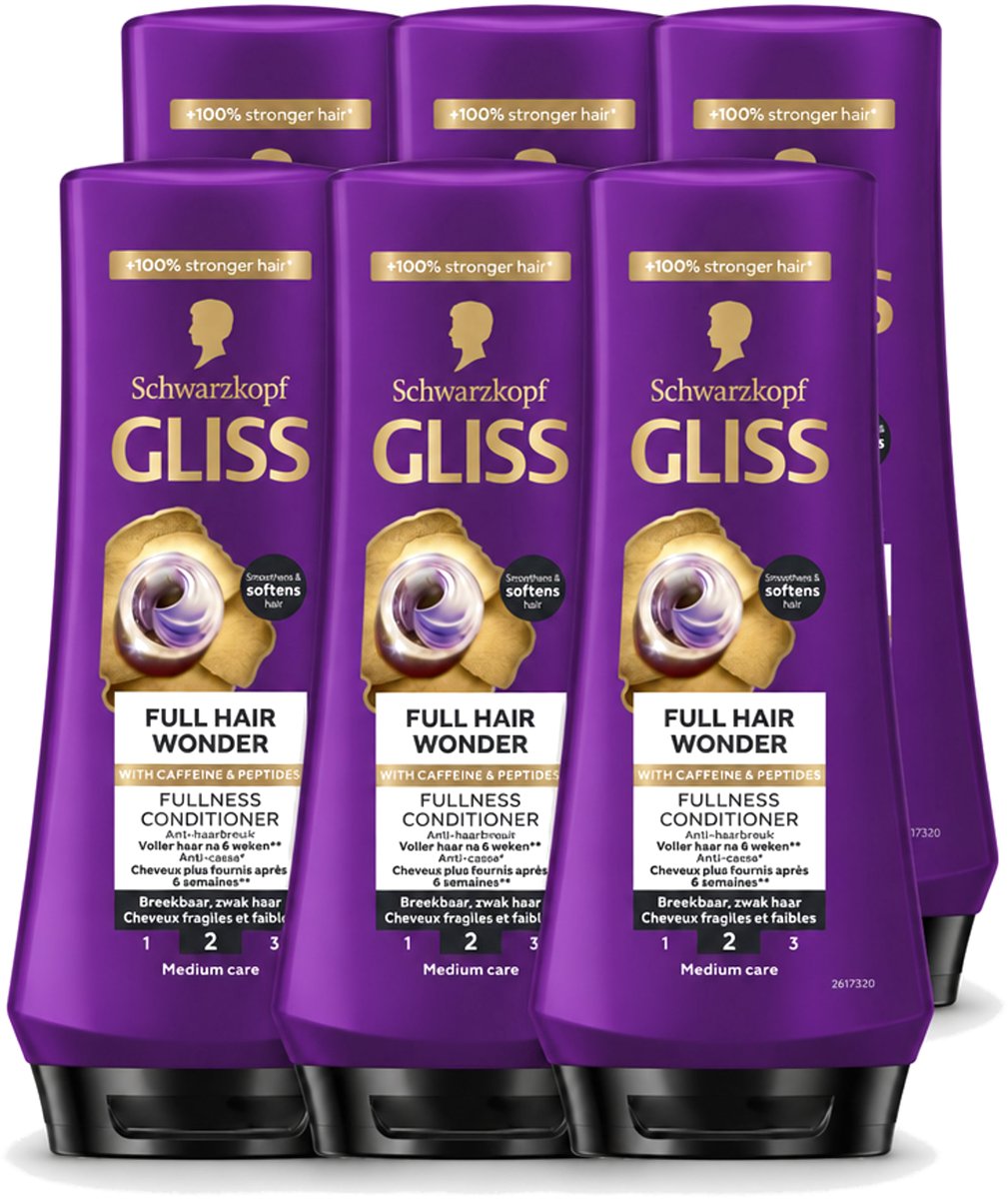 6 x Gliss Conditioner Full Hair Wonder - 200 ml - Voordeelverpakking - 6 stuks