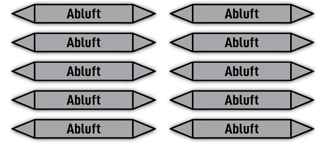 100x15 mm, 10 stuks - groep 3 - lucht - pijpleidingmarkering - volgens DIN 2403 - taal: Duits - Afvoerlucht