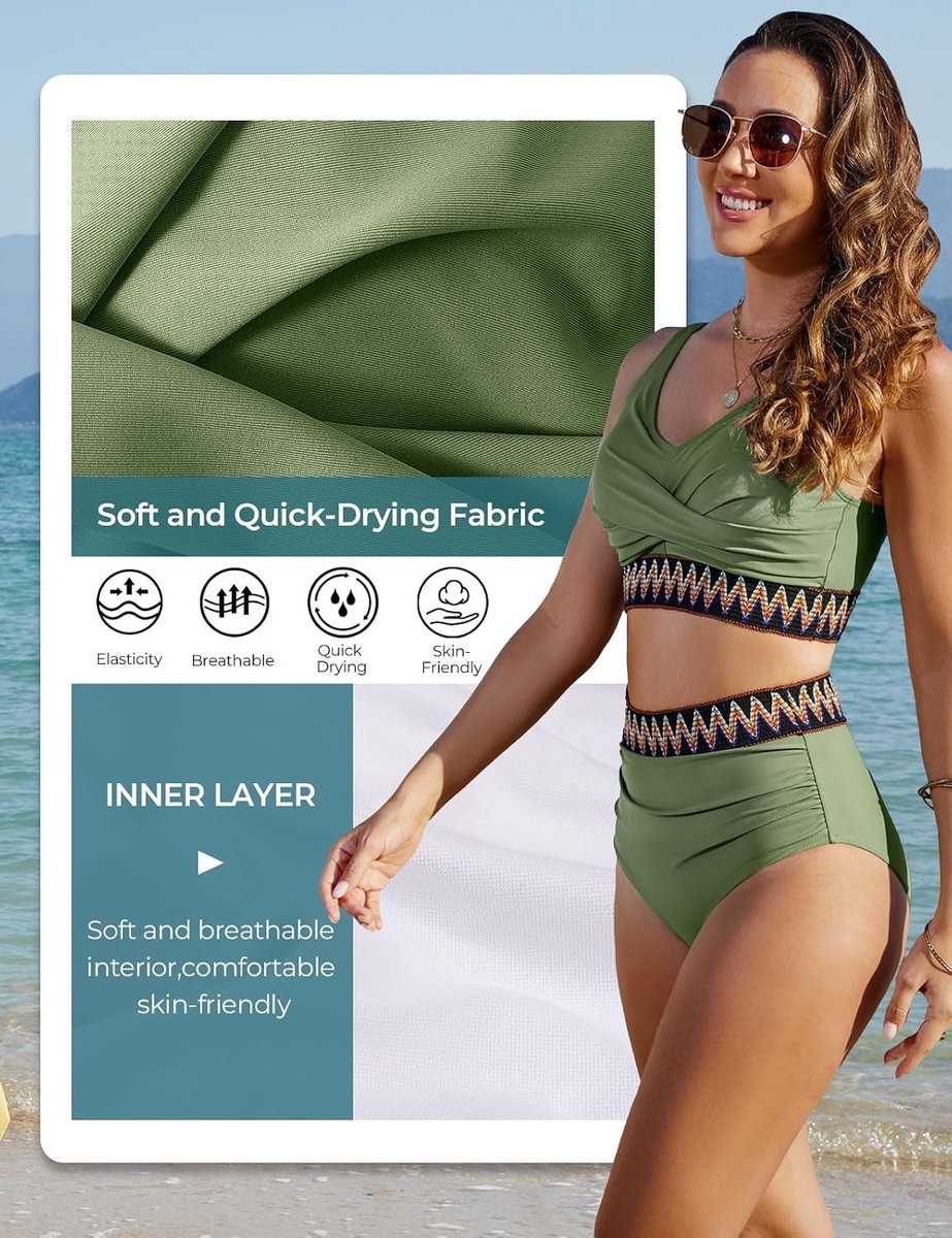 Dames set hoge taille buikweg badpak tweedelig sexy V-hals push-up bikini kleurrijk gestreept badmode grote maten strand zwembad bikini