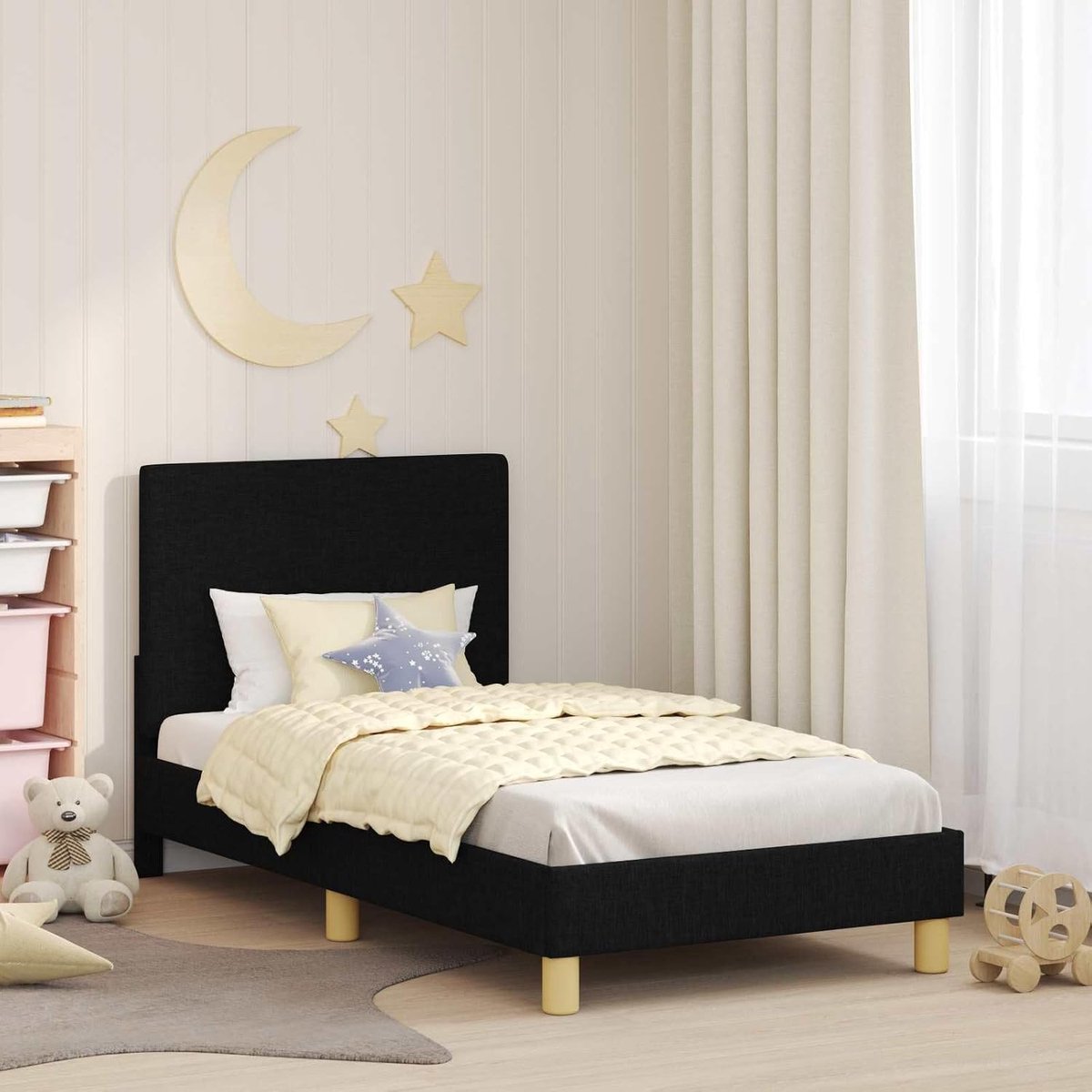 Houten bedframe met lattenbodem Elegant strak design Zwart 80x160 cm