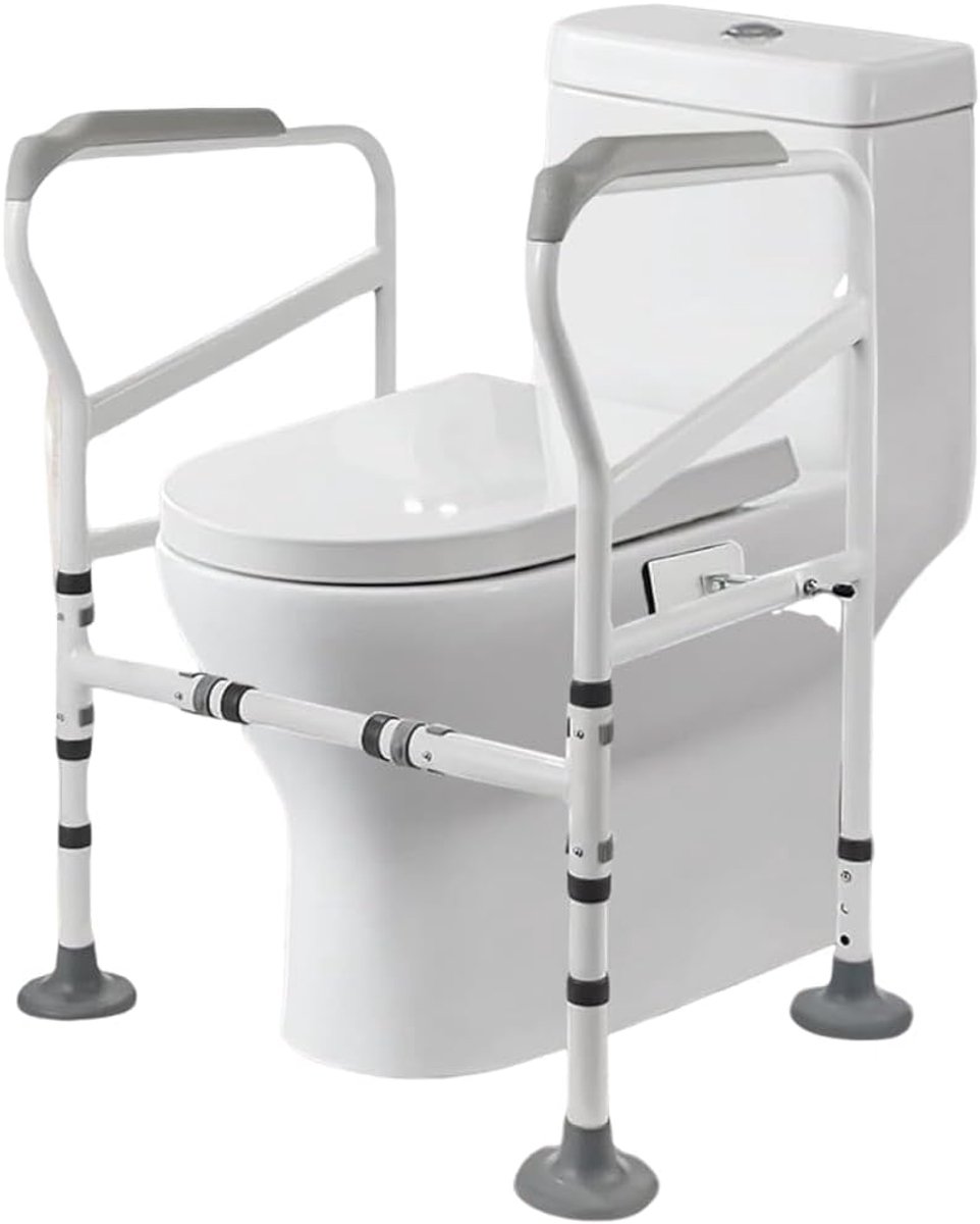 Toilet in hoogte verstelbaar, wc-opstahulp, mobiel toiletsteunframe, handgreep, toiletsteun, toilethandgrepen voor senioren, toiletbrilverhoging met armleuningen
