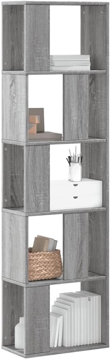 Boekenkast 5 schappen grijs sonoma 45x23,5x162,5 cm houtmateriaal