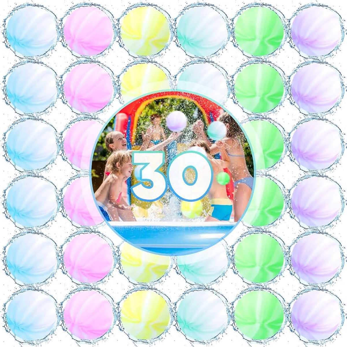 30 stuks herbruikbare waterballonnen, van siliconen, strandspelletjes, snel-vullende zachte waterbommen voor waterpark, feest, zwembad, familiespel, tuin, waterspelletjes